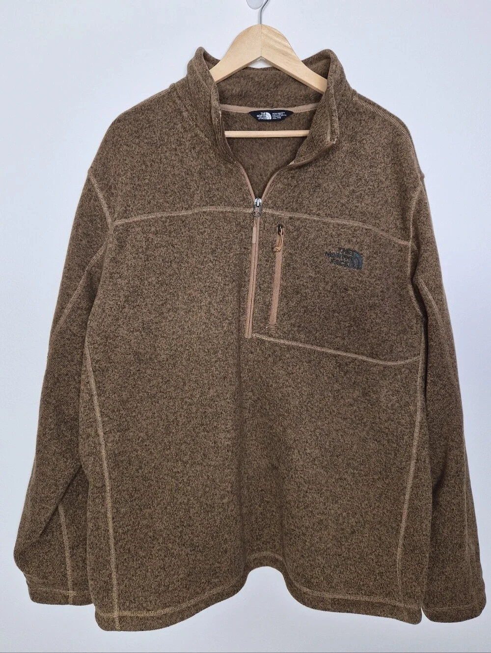 The North Face Gordon Lyons 1/4 Zip Fleece Pullover Jacket Brown Mens XXL